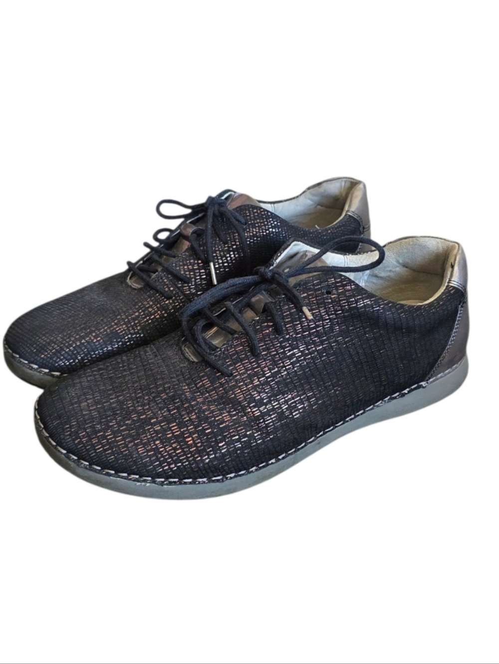 Alegria Essence Pewter Finery Women’s Leather Sneakers Size 40 / US Size 9.5/10